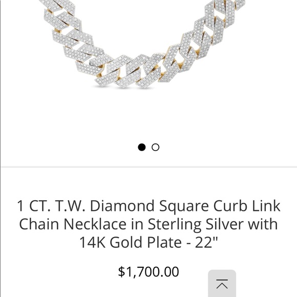 1 CT. T.W. Diamond Square Curb Link Chain Necklace in Sterling w/ 14K Gold Plate - Picture 5 of 5